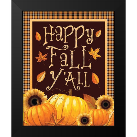 Fall Yall Flag Black Modern Wood Framed Art Print by Hogan, Melody