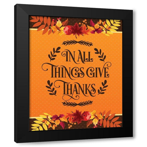 Give Thanks Flag 1 Black Modern Wood Framed Art Print by Hogan, Melody