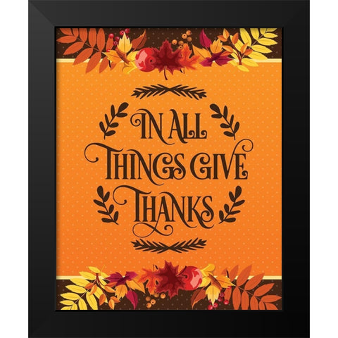 Give Thanks Flag 1 Black Modern Wood Framed Art Print by Hogan, Melody