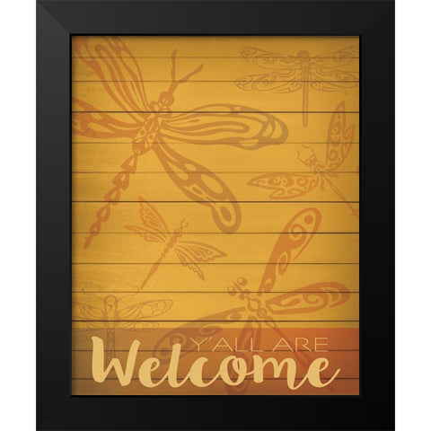 Welcome Summer Flag 3 Black Modern Wood Framed Art Print by Hogan, Melody