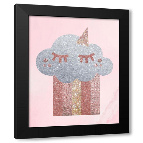 Rose Glitter 1 Black Modern Wood Framed Art Print by Hogan, Melody