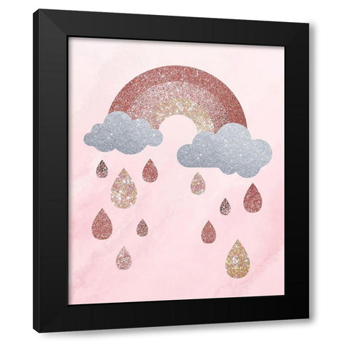 Rose Glitter 2 Black Modern Wood Framed Art Print by Hogan, Melody