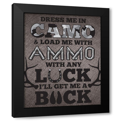 Camo Ammo 01 Black Modern Wood Framed Art Print by Hogan, Melody