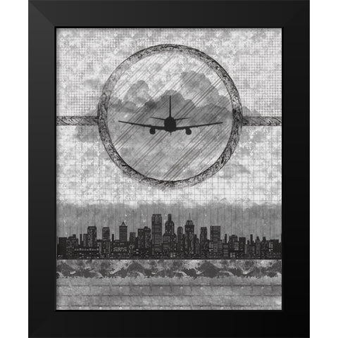 Skyline Airline 1 Black Modern Wood Framed Art Print by Hogan, Melody