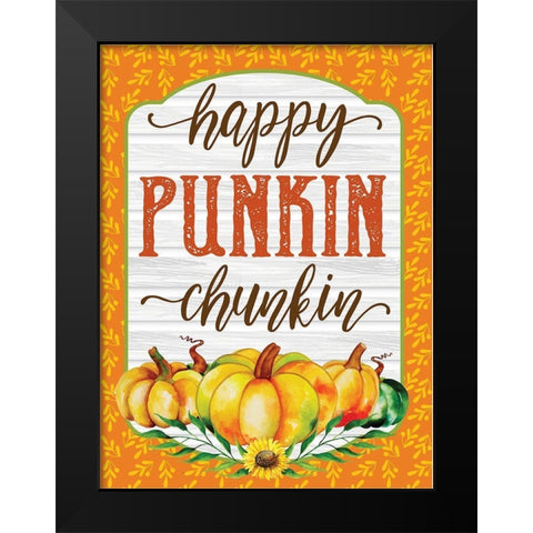 Happy Punkin Chunkin Black Modern Wood Framed Art Print by Hogan, Melody