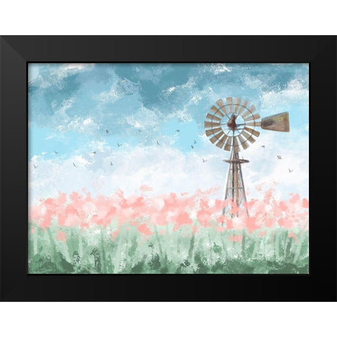 Farmhouse Floral Black Modern Wood Framed Art Print by Hogan, Melody