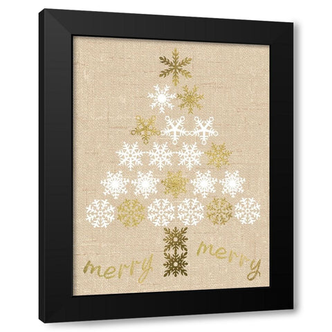 Burlap Lace Gold Xmas 1 Black Modern Wood Framed Art Print with Double Matting by Hogan, Melody