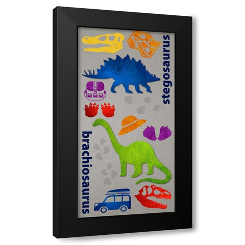 Dino Journy 1 Black Modern Wood Framed Art Print with Double Matting by Hogan, Melody