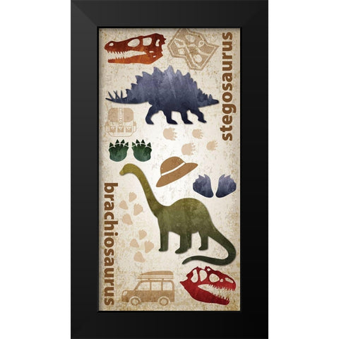 Dino Journy 2 Black Modern Wood Framed Art Print by Hogan, Melody