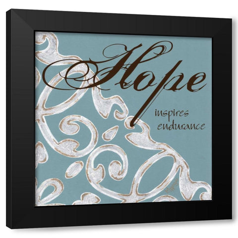Crackle Filigree Hope Black Modern Wood Framed Art Print with Double Matting by Hogan, Melody