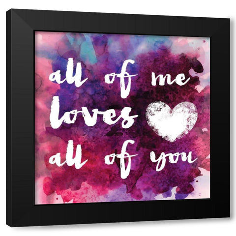 Watercolor Love 1 Black Modern Wood Framed Art Print by Hogan, Melody