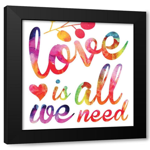 Watercolor Love 5 Black Modern Wood Framed Art Print with Double Matting by Hogan, Melody