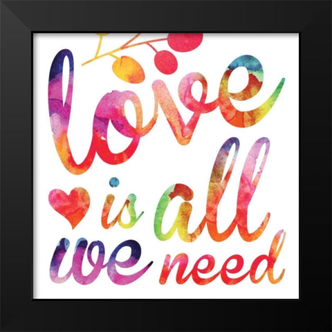 Watercolor Love 5 Black Modern Wood Framed Art Print by Hogan, Melody