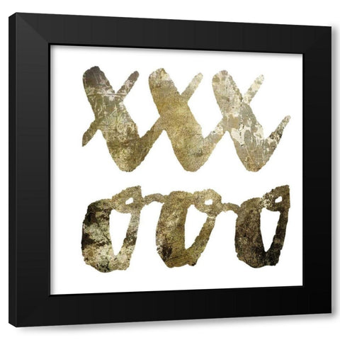 Sparkle Glam XOXO Black Modern Wood Framed Art Print by Hogan, Melody