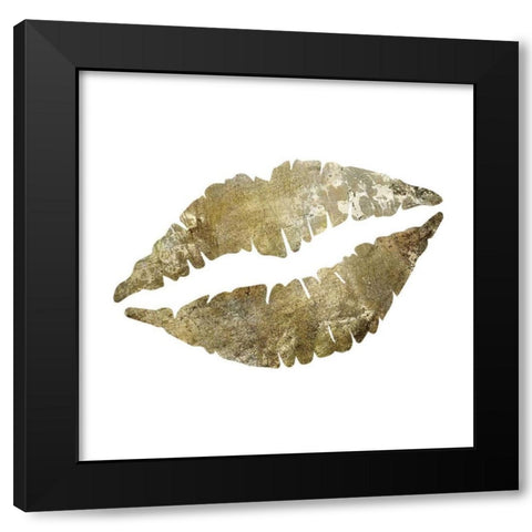 Sparkle Glam Lips Black Modern Wood Framed Art Print by Hogan, Melody