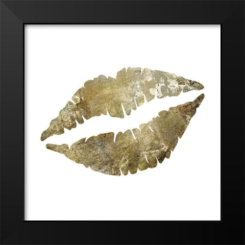 Sparkle Glam Lips Black Modern Wood Framed Art Print by Hogan, Melody