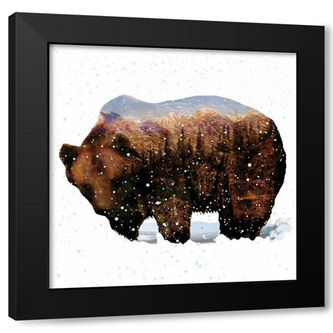 Grizzly Winter Black Modern Wood Framed Art Print by Hogan, Melody