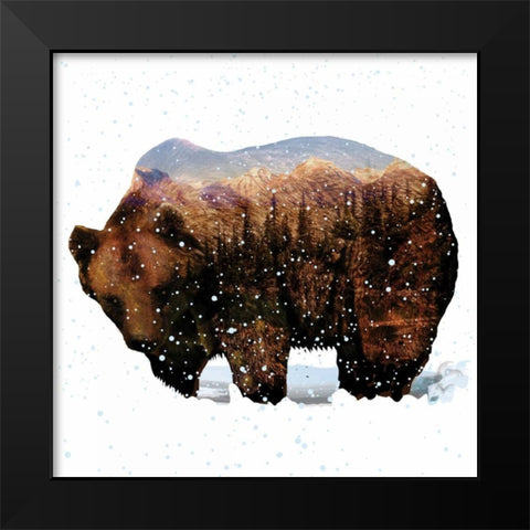 Grizzly Winter Black Modern Wood Framed Art Print by Hogan, Melody
