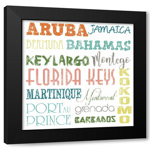 Beach Destinations Black Modern Wood Framed Art Print with Double Matting by Hogan, Melody