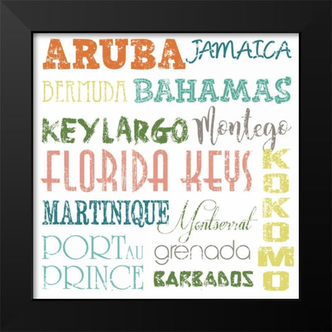 Beach Destinations Black Modern Wood Framed Art Print by Hogan, Melody