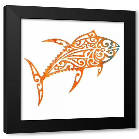 Tribal Koi 2 Black Modern Wood Framed Art Print by Hogan, Melody