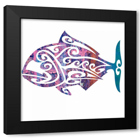 Tribal Koi 3 Black Modern Wood Framed Art Print with Double Matting by Hogan, Melody