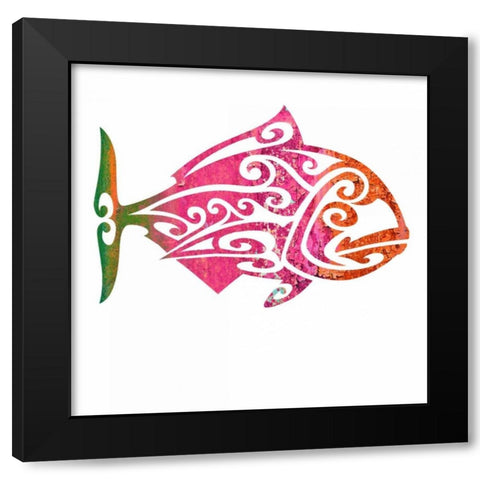 Tribal Koi 4 Black Modern Wood Framed Art Print with Double Matting by Hogan, Melody