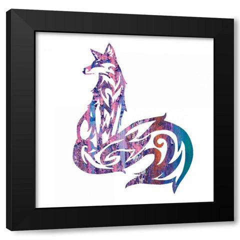 Tribal Fox 1 Black Modern Wood Framed Art Print by Hogan, Melody
