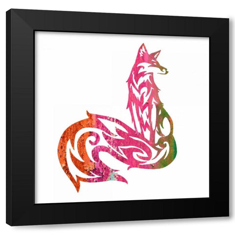 Tribal Fox 2 Black Modern Wood Framed Art Print by Hogan, Melody