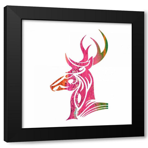 Tribal Buck 1 Black Modern Wood Framed Art Print with Double Matting by Hogan, Melody