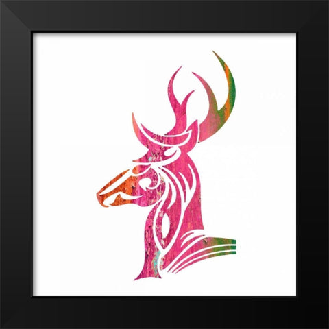 Tribal Buck 1 Black Modern Wood Framed Art Print by Hogan, Melody