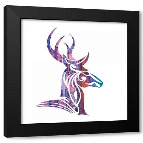 Tribal Buck 2 Black Modern Wood Framed Art Print with Double Matting by Hogan, Melody