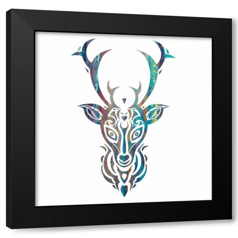 Tribal Buck 3 Black Modern Wood Framed Art Print with Double Matting by Hogan, Melody