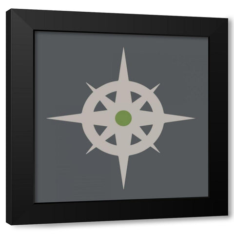 Neutral Compass Black Modern Wood Framed Art Print with Double Matting by Hogan, Melody