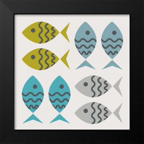 Fishy March Black Modern Wood Framed Art Print by Hogan, Melody