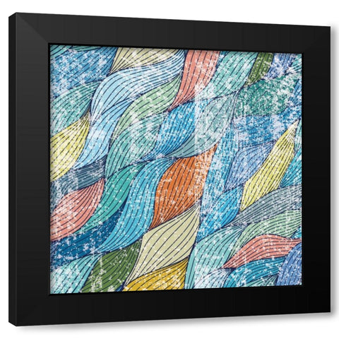 Distressed Ocean Flow Black Modern Wood Framed Art Print with Double Matting by Hogan, Melody