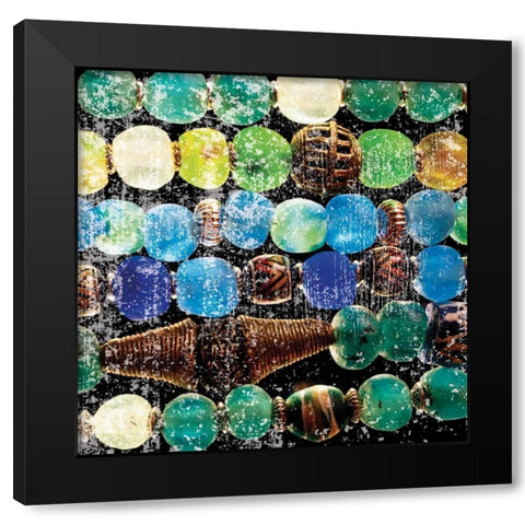 African Beads Black Modern Wood Framed Art Print with Double Matting by Hogan, Melody