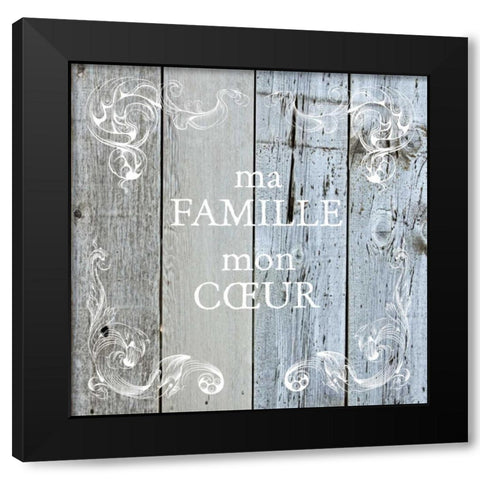 Ma Famille Scroll Black Modern Wood Framed Art Print with Double Matting by Hogan, Melody