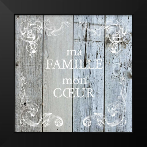 Ma Famille Scroll Black Modern Wood Framed Art Print by Hogan, Melody