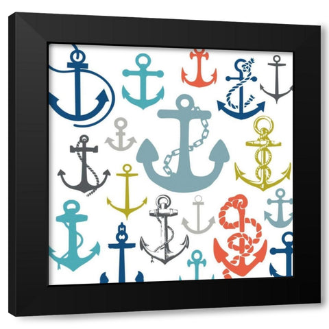 Coastal Anchors Black Modern Wood Framed Art Print by Hogan, Melody