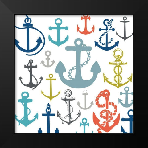 Coastal Anchors Black Modern Wood Framed Art Print by Hogan, Melody