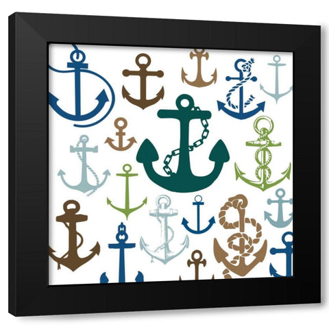 Natural Anchors Black Modern Wood Framed Art Print by Hogan, Melody