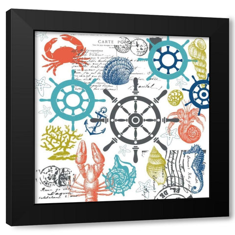 Coastal Collage Black Modern Wood Framed Art Print by Hogan, Melody