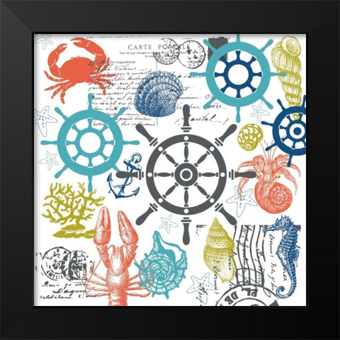 Coastal Collage Black Modern Wood Framed Art Print by Hogan, Melody