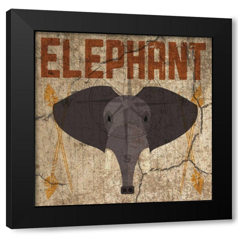 Safari Elephant Black Modern Wood Framed Art Print by Hogan, Melody
