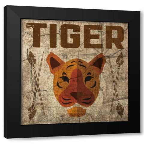 Safari Tiger Black Modern Wood Framed Art Print by Hogan, Melody