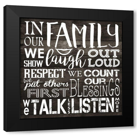 In Our Family On Wood Black Modern Wood Framed Art Print with Double Matting by Hogan, Melody