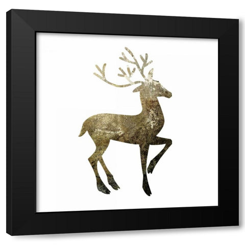 Glimmer Deer 1 Black Modern Wood Framed Art Print by Hogan, Melody