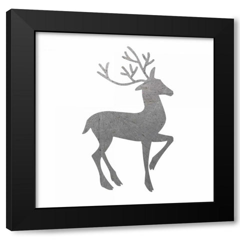 PrintSilver Deer 1 Black Modern Wood Framed Art Print by Hogan, Melody