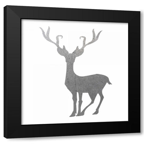 Silver Deer 4 Black Modern Wood Framed Art Print by Hogan, Melody